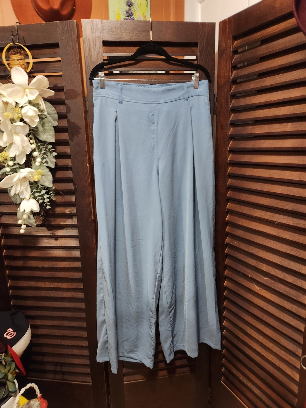 Wide Leg Women's Pants in Light Blue - Classic Comfortable Style